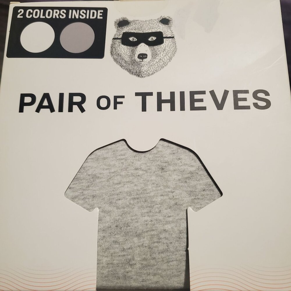 Pair of thieves mens crew neck underwear shirt sz‎ medium super soft gray/white